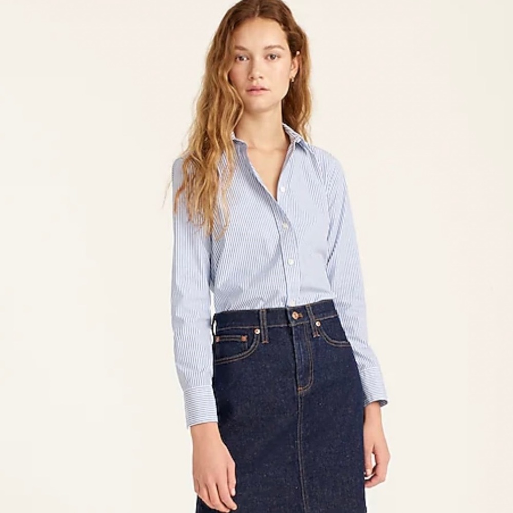Pink and white J Crew slim fit women’s button down